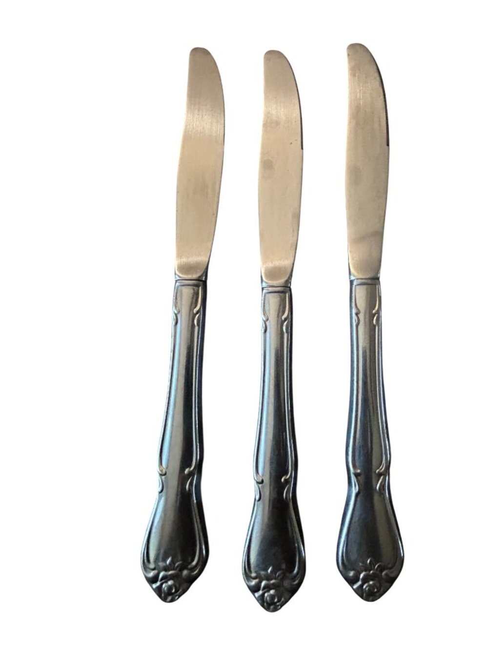 Set Of 3 Oneida Arbor Rose-True Rose Stainless Steel Butter Knives Vintage 1967